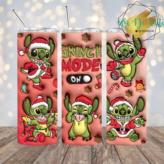 Stitch Grinch Mode On Inflated Tumbler