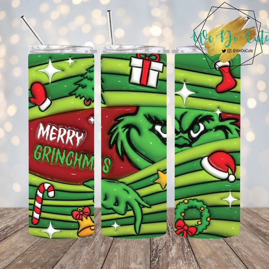 Merry Grinchmas inflated tumbler