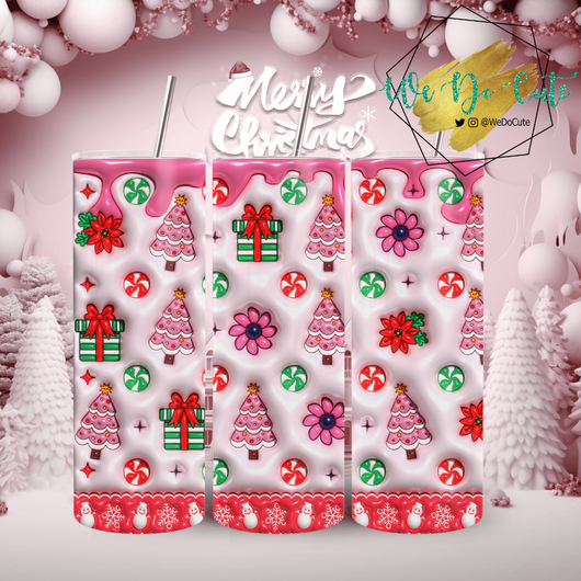 Pink Christmas 3D Tumbler