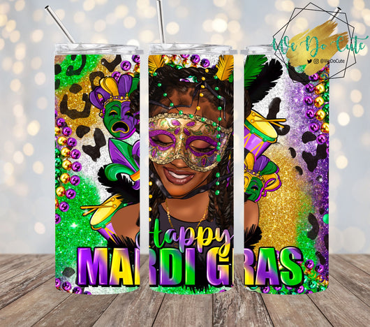 Happy Mardi Gras stainless steel tumblers