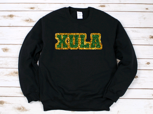 XULA School Spirit Glitter Crew Neck